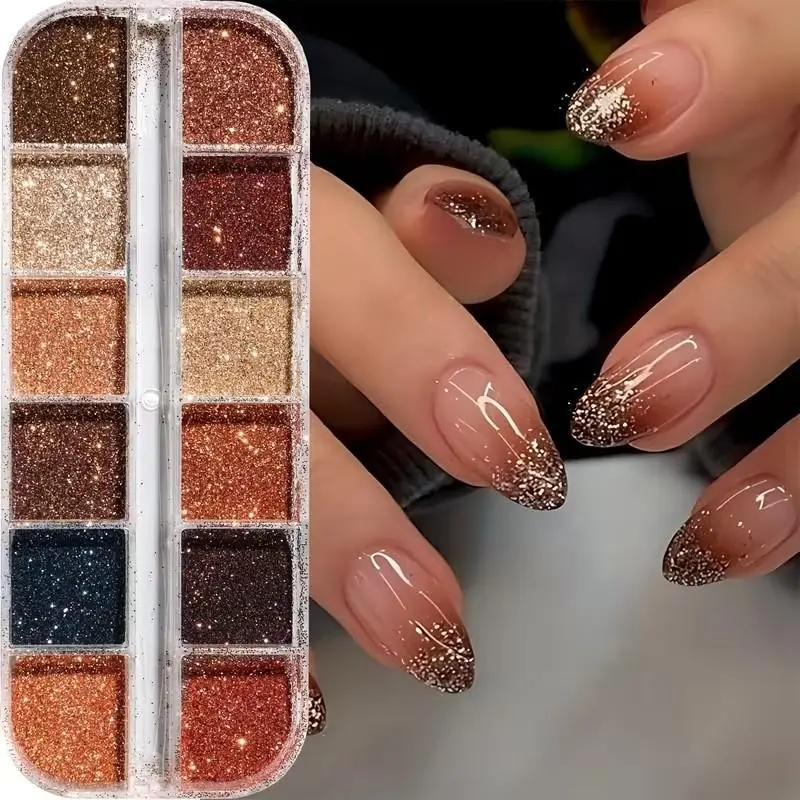 Champagne Holographic Nail Powder, Fine Metallic Glitter, Ideal for DIY Gel Nails, Manicure Art, Resin Decor, Durable & Long-Lasting