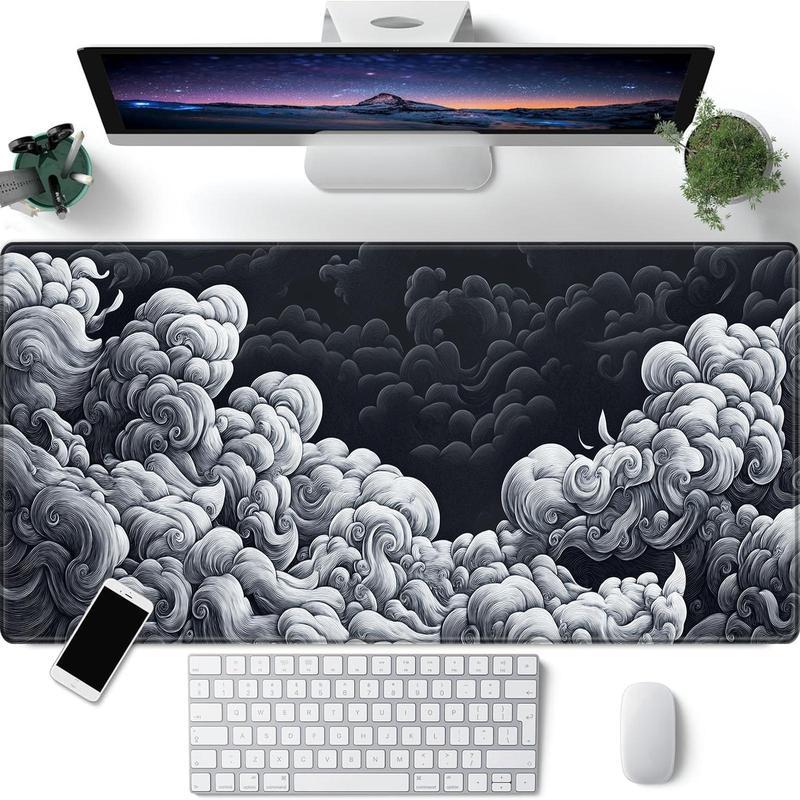 Cloud Pattern Mouse Pad, Rectangle Gaming Mouse Pad, Office Desk Keyboard Mat for Home Office Desk, Non-Slip Rubber Base Mousepad for Gaming