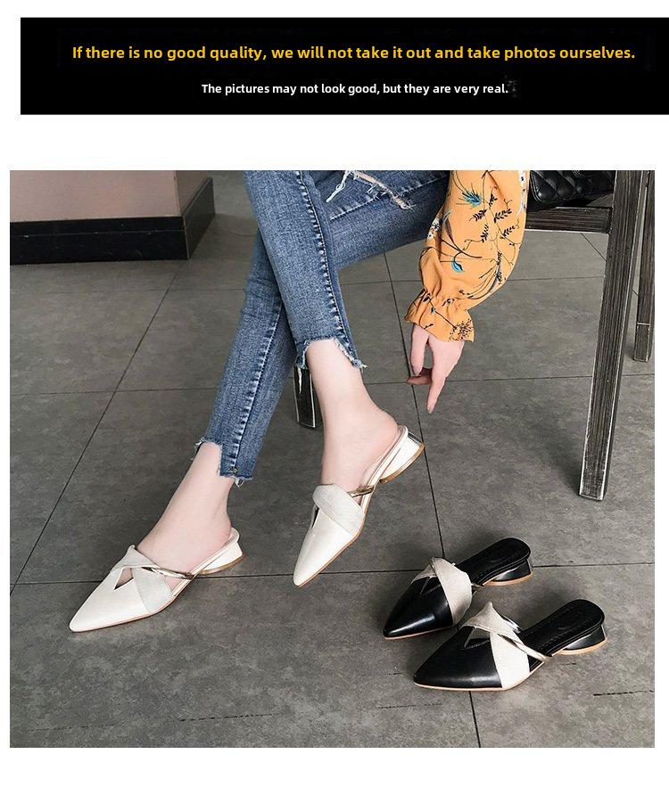 2025 New Women's Closed-Toe Mule Shoes, Fashionable Summer Slip-On Casual Flats, Low Heel Outdoor Slides