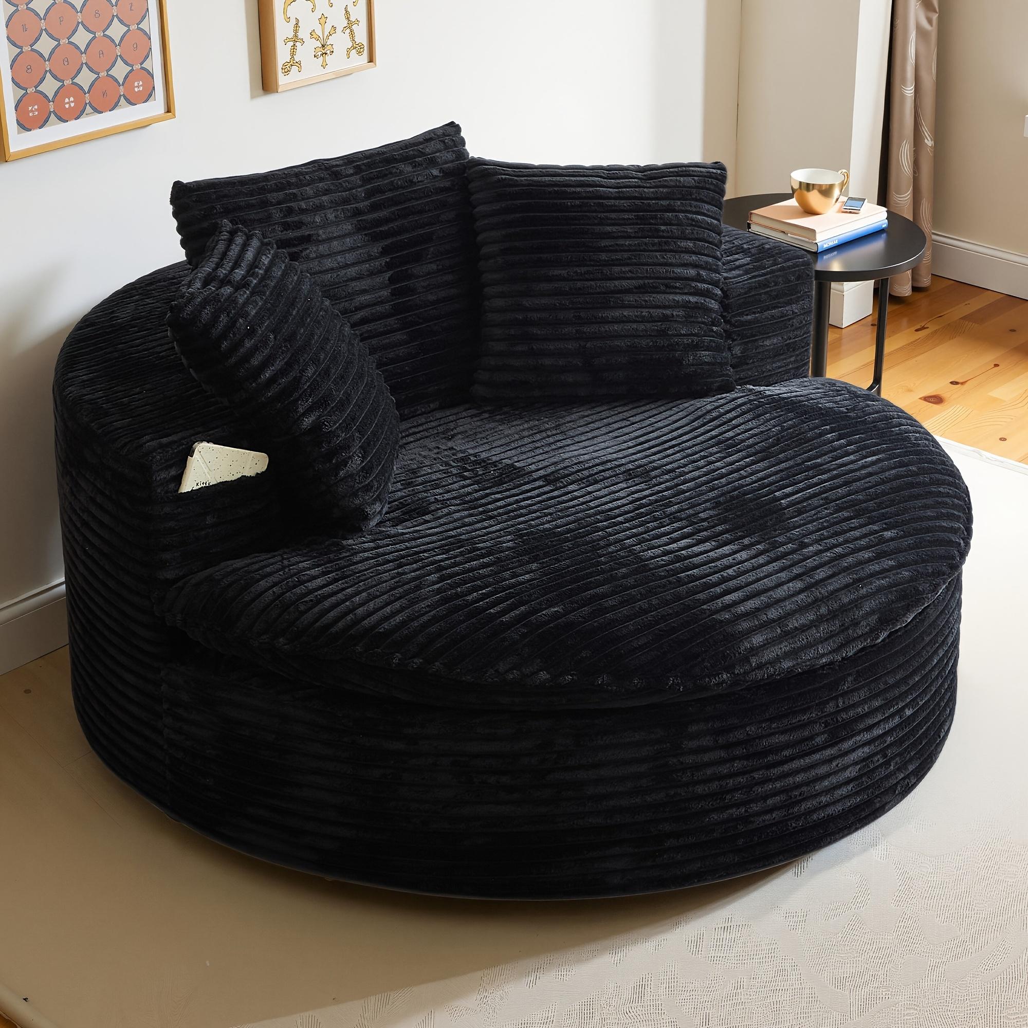 Round Boneless Couch, Cloud Sofa Bed with Memory Foam Sectional, No Assemble Required Modular Couch for Small Space, Includes 3 Pillows for Living Room, Dorm, Apartmen