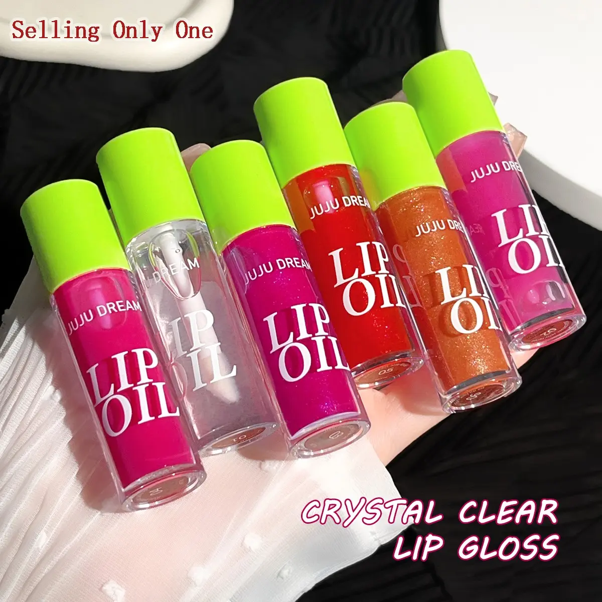 JUJU DREAM Shimmer Tinted Lip Oil, 6 Shades Clear & Pigmented Glitter Lip Gloss Oil, Hydrating Create Juicy Mirror Glass Lip Finish, Wear Alone Or Layer Over Matte Lipstick To Add Shine, Long Lasting Dewy Lip Hydrator For Daily Glossy Lip Makeup Beginners