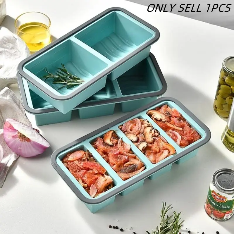 Food-Grade Silicone Freezer Tray with Lid, Large Ice Cube Mold, Soup Remains Storage, Meal Prep Organizer, Meal Prep Containers With Lids, Healthy Eating Containers, Single Pack
