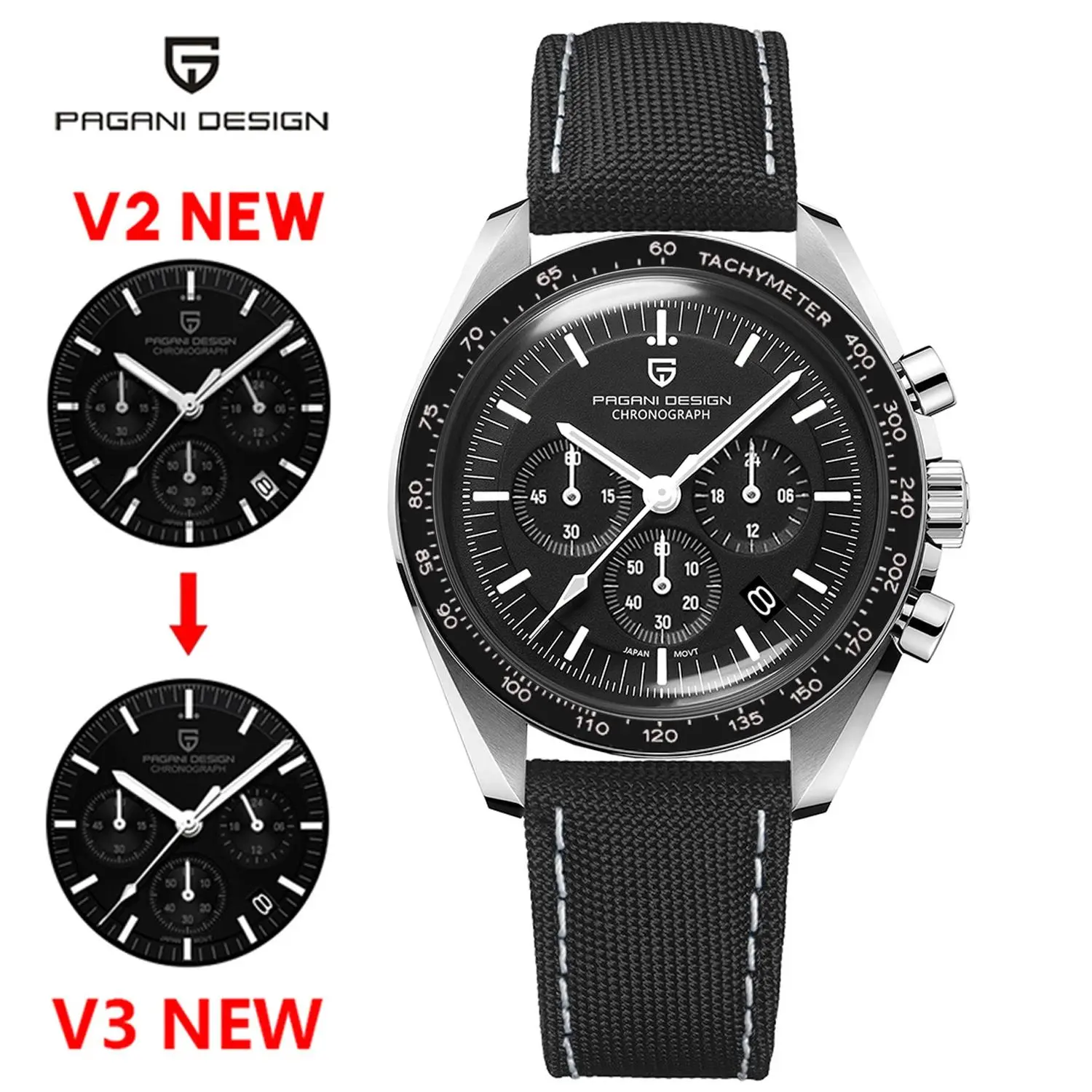 PAGANI DESIGN Moon Mens Watches 2025 Top Brand Luxury Quartz Watch For Men Chronograph Luminous Sapphire Mirror Waterproof Clock