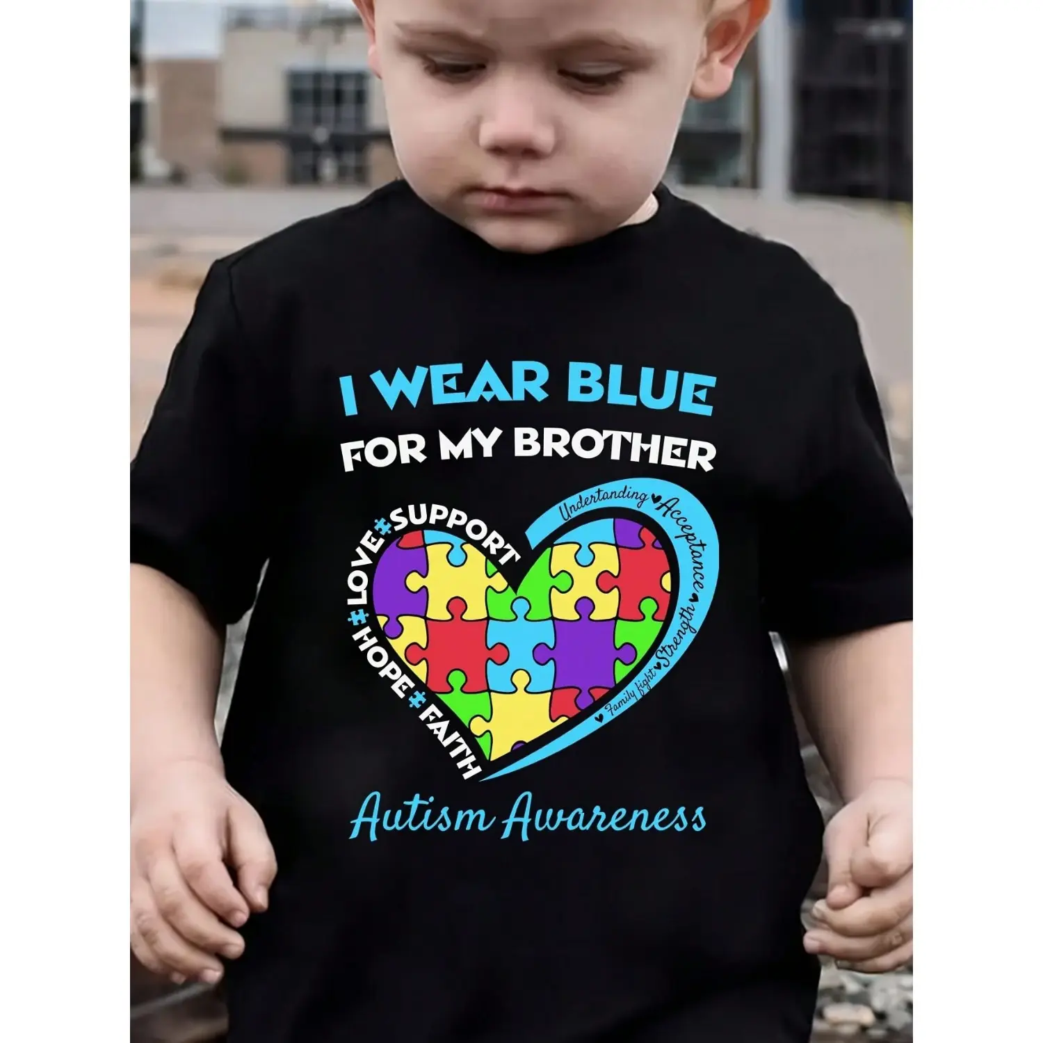 MAWOTEA I Wear Blue for Brother Autism Awareness Boys' Cotton T-Shirt Casual And Comfortable The Perfect Combination Of Fashion And Comfort
