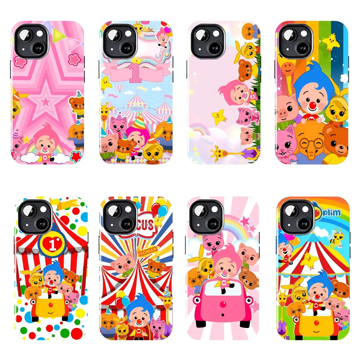 JoJo & Gran Gran Cartoon Phone Case Cute Animal Friends Rainbow Graphic Protective Cover Compatible with iPhone 11–17 Pro Max/Plus Series and Samsung Galaxy S23–S25 Series