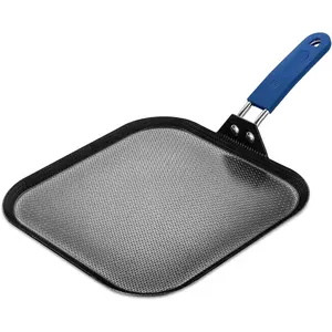 11 Inch Hybrid Nonstick Square Griddle Pan, Flat Square Pancake Grill Pan, Tri-Ply Stainless Steel Skillet Griddle, Oven & Dishwasher Safe, Heat-Resistant Handle Cover (Blue)