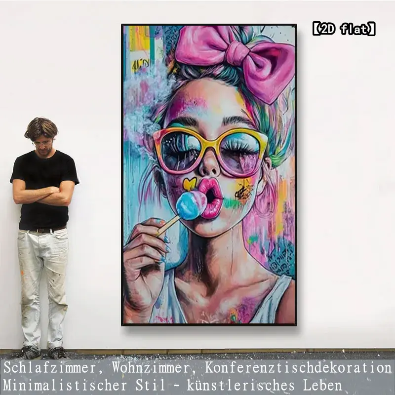 2D flat   A colorful and trendy piece of art - a 2D flat canvas art print, unframed - perfect for living room, bedroom, office, dining room, or wall decoration.