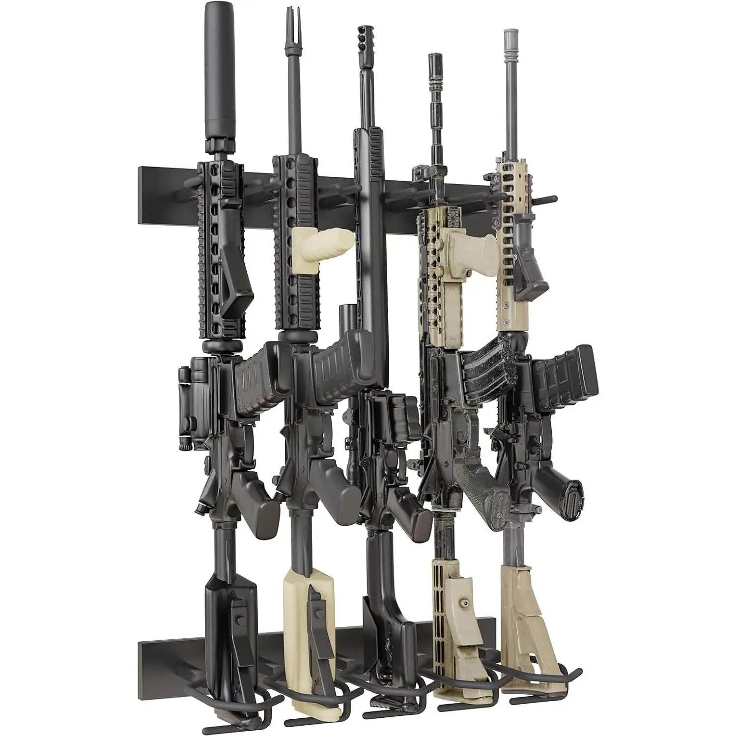 Gun Rack for Wall, 5 Slot Gun Wall Mount, Heavy Duty Steel Indoor-Gun-Racks Securely Hold Shotguns Rifles Rack Display Stand