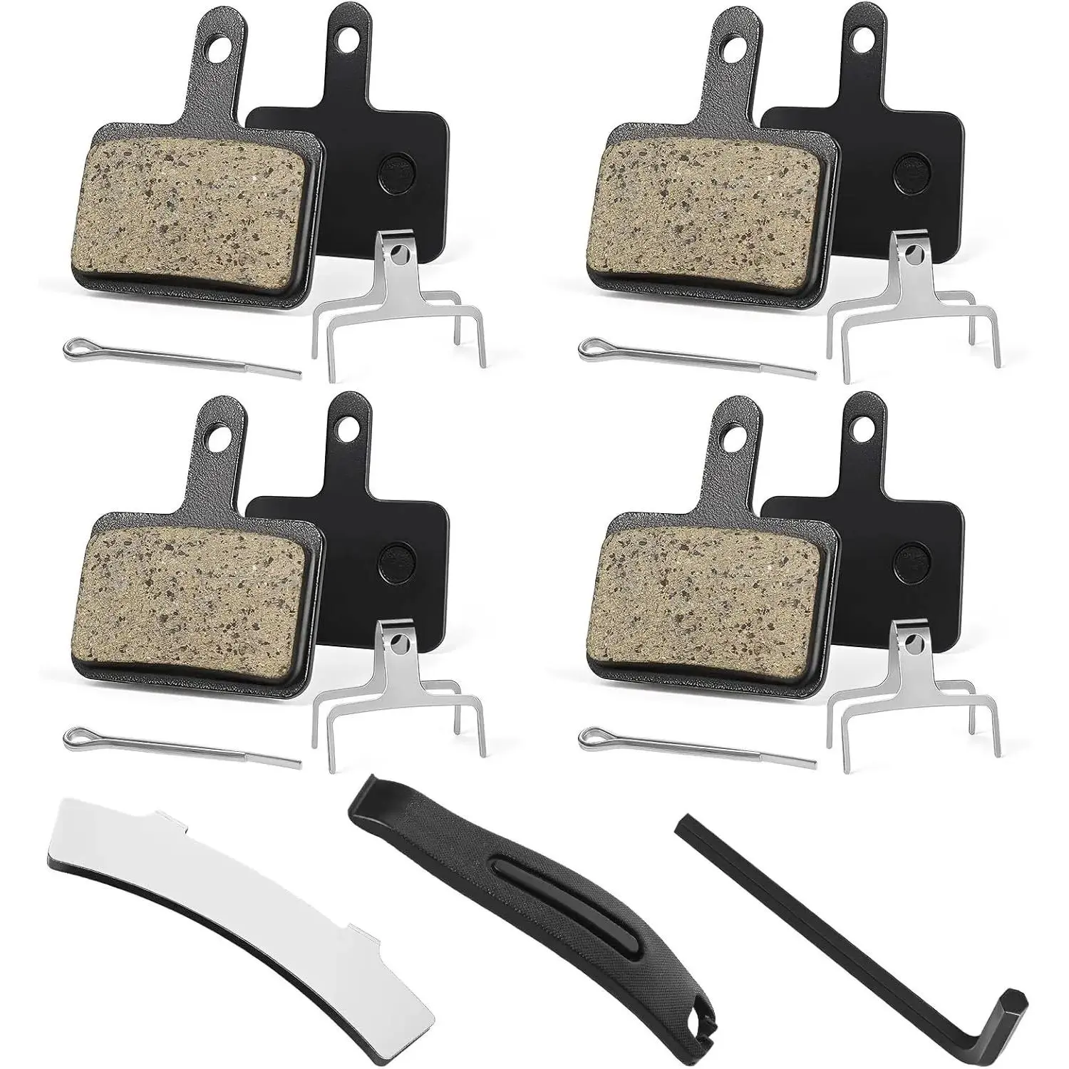 4 Pairs   Pads,  Semi-Metallic MTB Disc  Pads, with Installation Tools, Suitable for E-, Fit for Tektro Shimano TRP M520 M510 MT200 Deore Br-M575 T615 T675 Yifanyou Sports