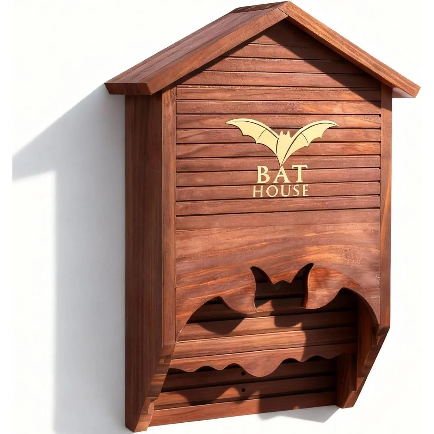 Weatherproof Solid Wood Bat House,2 Compartment Bat Shelter Wildlife Habitat, Breathable Roosting Box to Attract Natural Pest-Control Bats