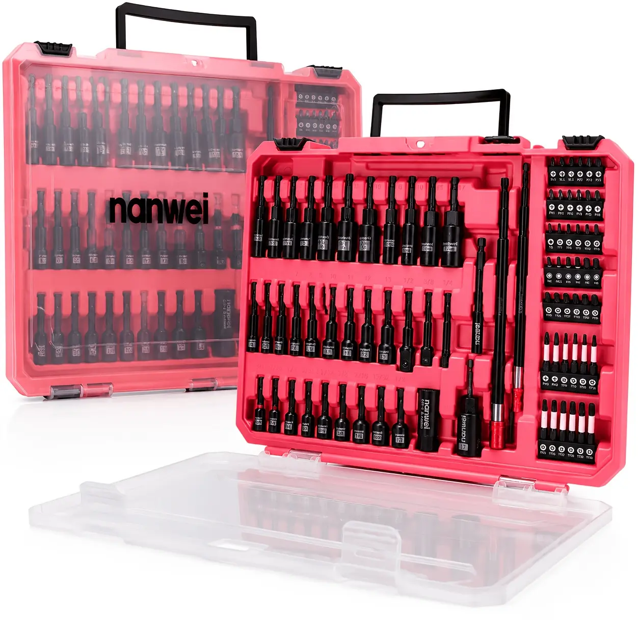 NANWEI 80-Piece Impact Crosshead Drive Kit for Mechanics, Metric/SAE, Includes Clip Handle, Wing Nut Tool, Universal Fitment, Quick Release Bar, Socket Adapter, Electric Bit for Repair Tasks