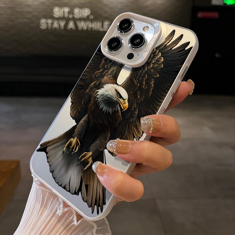 Case for iPhone 16 Pro Max 15 Plus 14 13 12 11 XS XR Bald eagle Shockproof Silicone PC Back Protective Smartphone Cover Black