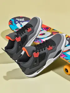 1 Pair Unisex Retro Sneakers | Breathable Mesh | High-Top | Air Cushion | Lightweight | Cushioned | Versatile | Ideal for Daily Wear, Gym, Street Style & Hip-Hop Fashion