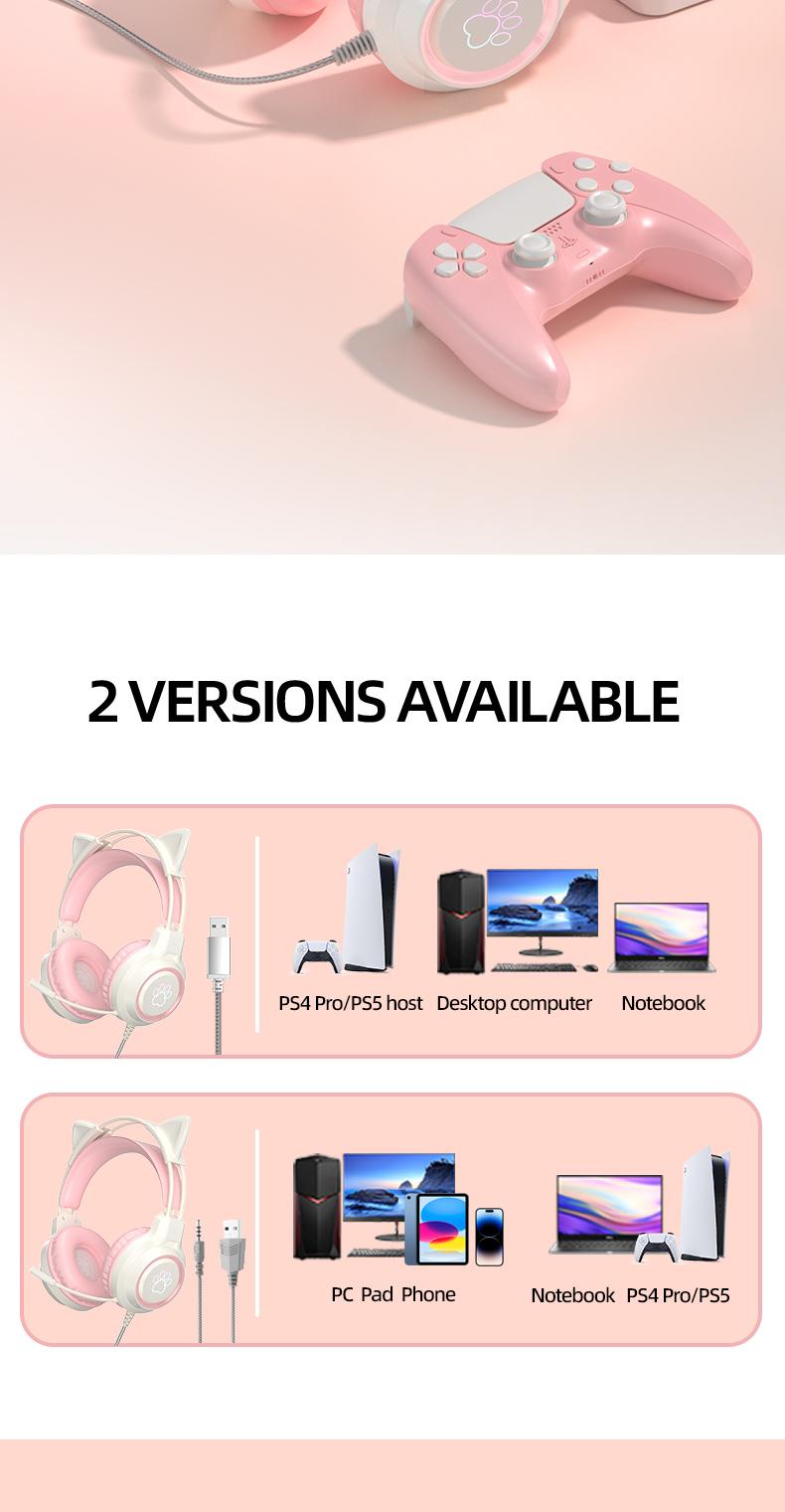 G35 High-Value RGB Gaming Headset with Cute Cat Ear Design, Wired Over-Ear Headphones for PC & Console Games, Multi-Scene Use, PC Gaming Accessories