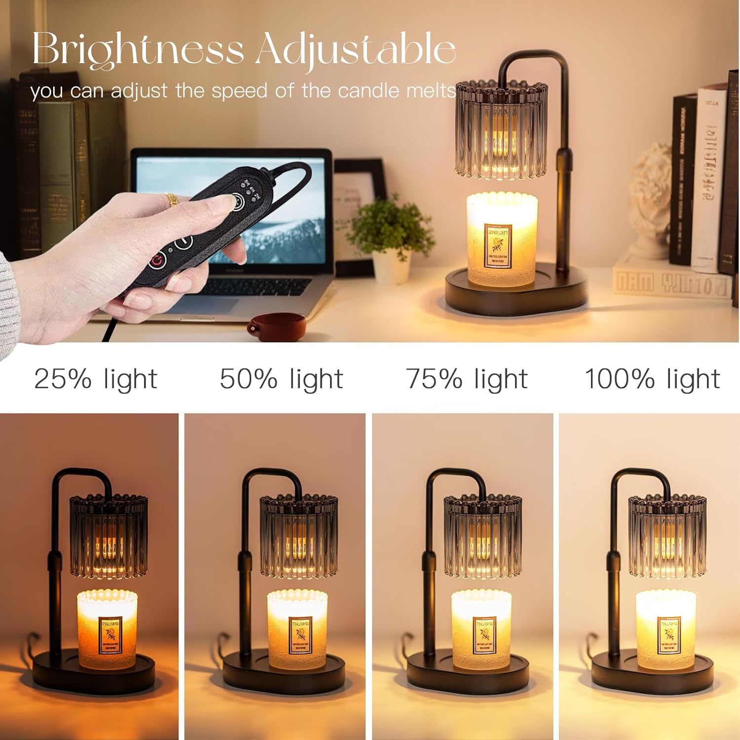 Candle Warmer Lamp with Timer: Candle Warming Lamp with 2 Bulbs Height Adjustable Wax Melt Dimmable Home Decor Birthday Day Gift for Women Ornaments