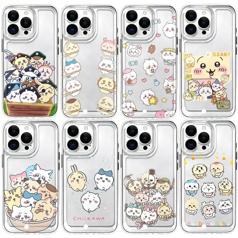Cute Chiikawa Kawaii Full Print Phone Cases For iPhone 17 Promax Air 16 Pro 15 14 Plus 13 12 & Samsung S23-26, Clear Shockproof For Girls Birthday Gifts