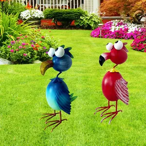 Fairy Tale Metal Flamingo Statue, Garden Sculpture, Outdoor Decoration, Standing Flamingo for Lawn, Backyard, Porch, Balcony