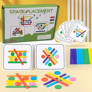 [Math Logic Puzzle Toy] Wooden Rainbow Stick Match Game Math Logic Thinking Puzzle Toy