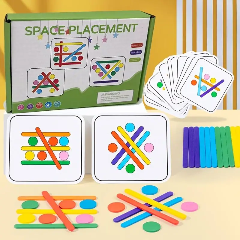 [Math Logic Puzzle Toy] Wooden Rainbow Stick Match Game Math Logic Thinking Puzzle Toy