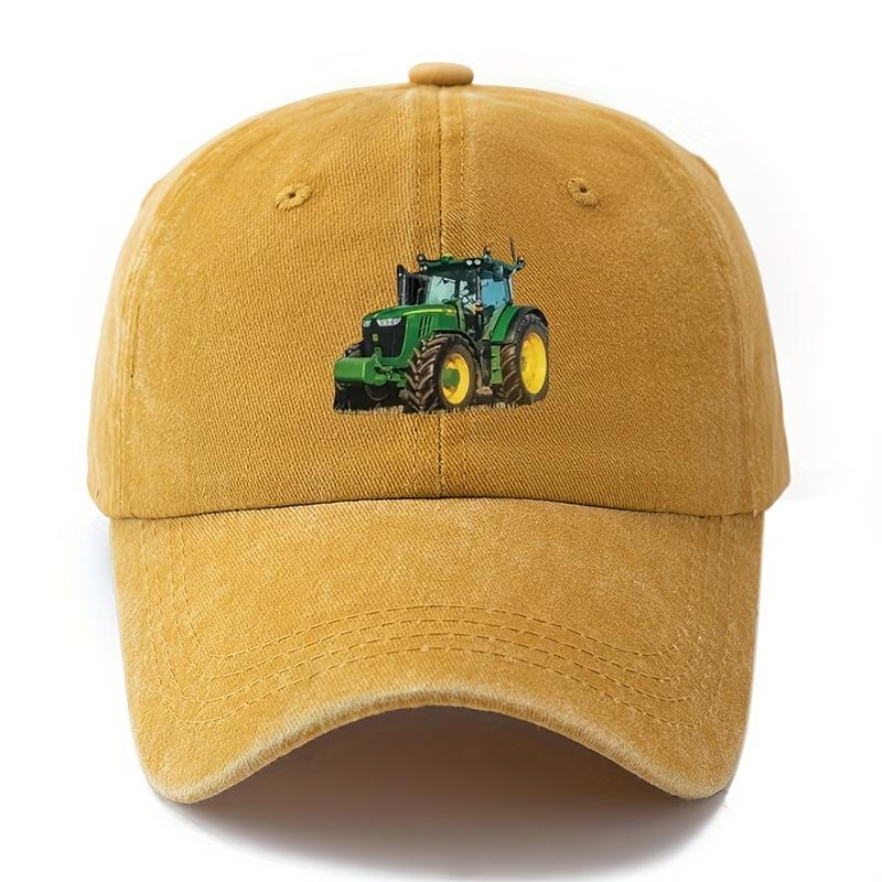 Printed tractor baseball cap men's outdoor camping vacation casual curved brim hat retro duckbill cap dad truck driver hat
