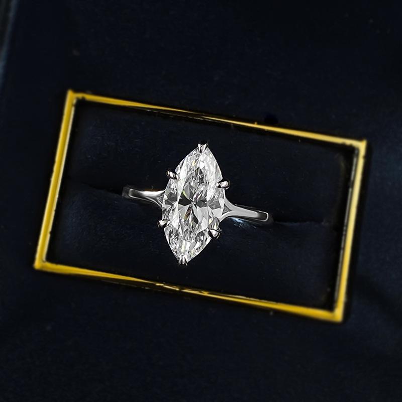 S925 Marquise Ring 7*14mm 6A Cubic Zirconia Ring Plain Circle fashion jewelry accessory woman girl promise ring-103(20%)