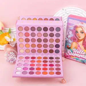 117 Color Foldable Eyeshadow Palette with Brush, 1 Box 4-layer Matte & Glitter Makeup Palette, Multifunctional Cosmetic Set for Women