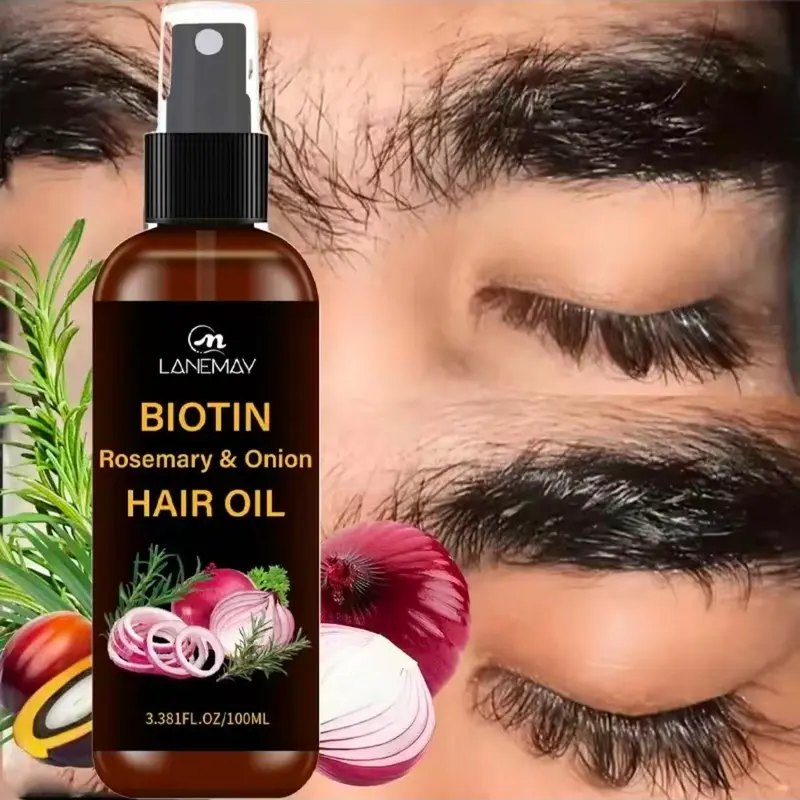 100ML Rosemary, Onion & Biotin Hair Oil, Revitalizing Hair, Nourishing Treatment for Damaged Hair, Smooths & Shines, Liquid Form, No CA Prop 65 Warning
