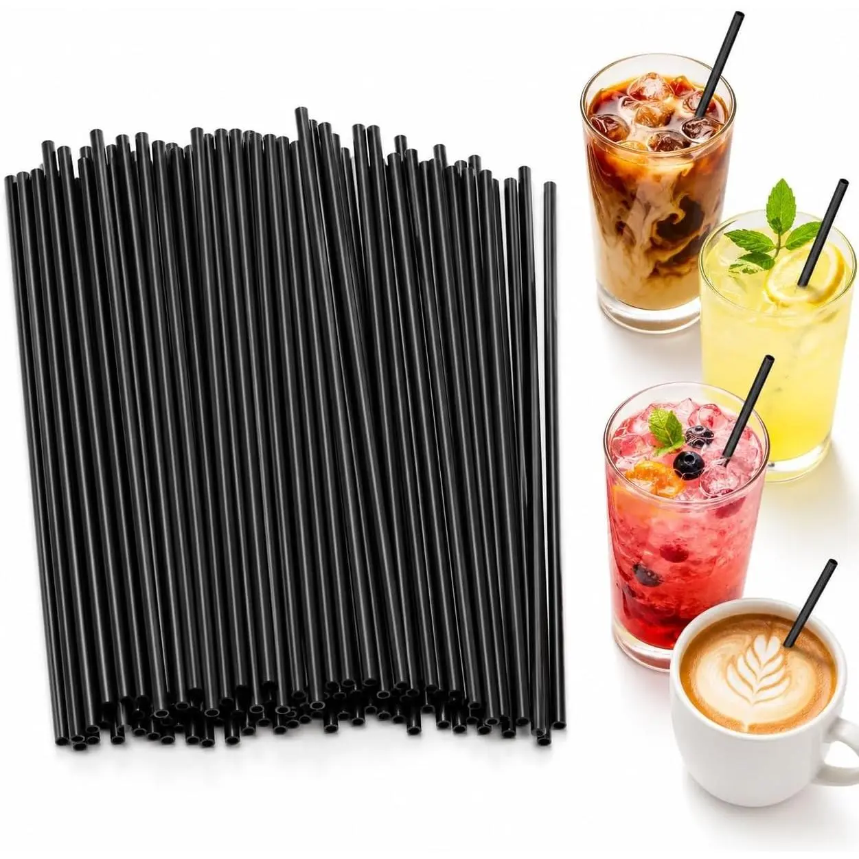 Plastic Coffee Stir Sticks – Cocktail Straws 5 Inch Black Straws 600 Pack Disposable Cocktail Drink Stirrers for Coffee Bar, Restaurant, Party Supplies Bulk
