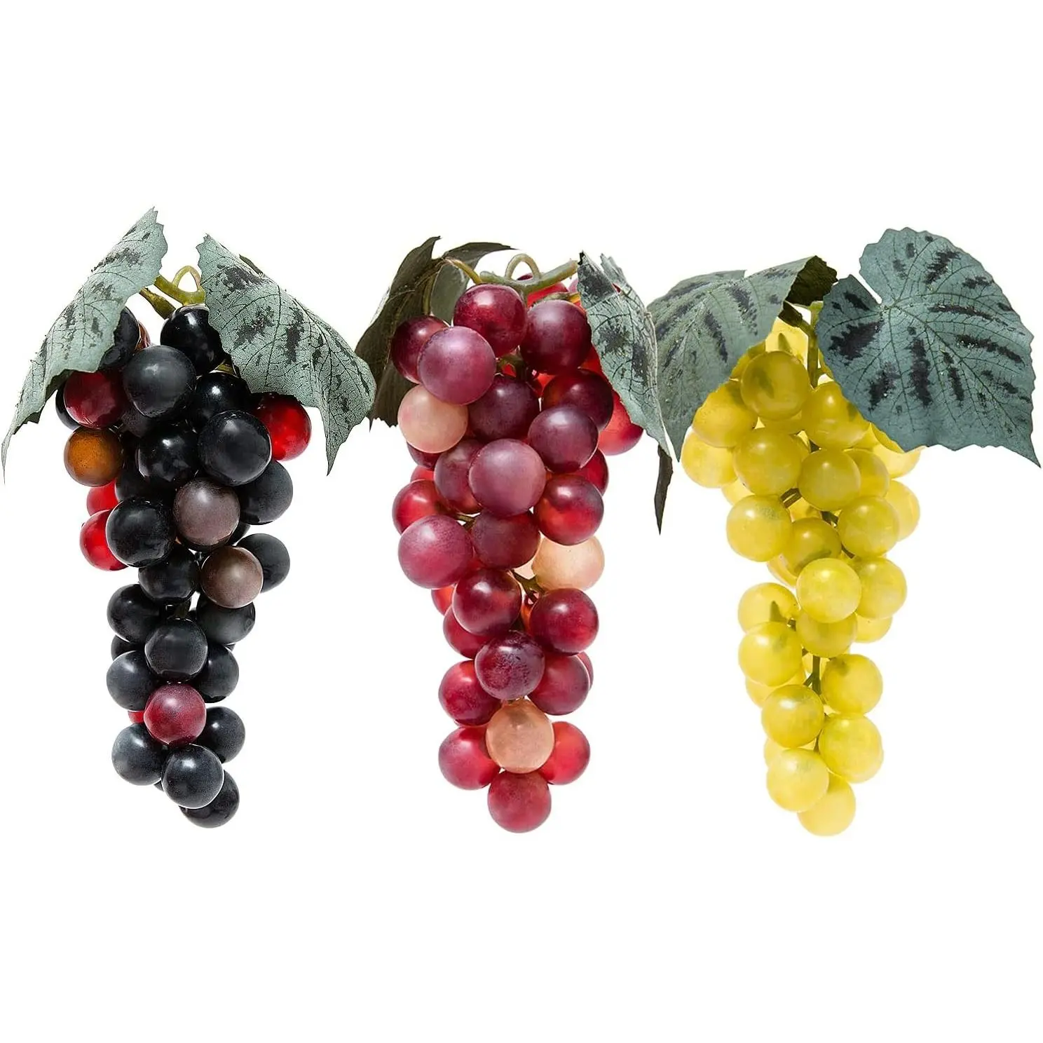 3 Bunches Lifelike Fake Grapes, Realistic Plastic Rubber Faux Artificial Grapes for Decoration, Fake Artificial Fruit for Wedding Kitchen Wine Decor