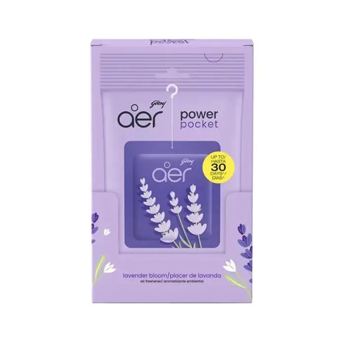 Godrej Aer Power Pocket Scented Hanging Home Air Freshener, Lavender Bloom, Pack of 6, Home Fragrance Products
