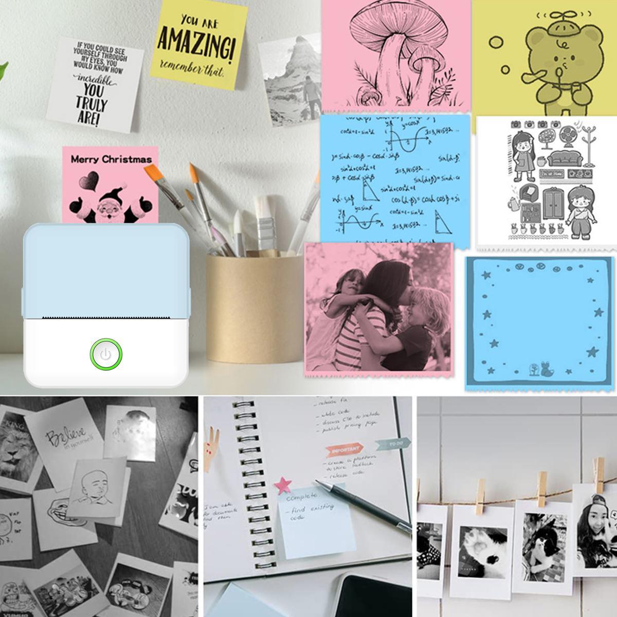 Portable Mini Printer, 1 Set USB-Powered Wireless Label Printer with Paper, Small Pocket Sticker Printer for Notes & Children's DIY Crafts, Compatible with iOS & Android