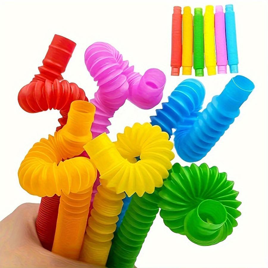 Random Color Sensory Tube Toy, 20/140pcs Colorful Decompressing Toy, Fine Motor Skills Toy, Unique Basket Filler, Rainbow