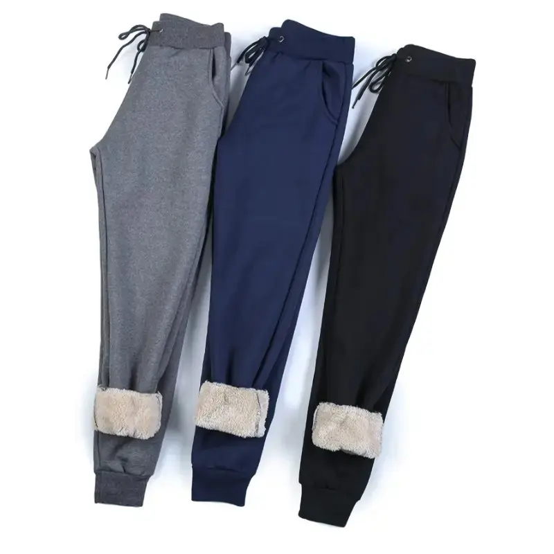 Women's Warm Sherpa-Lined Jogger Sweatpants, Fleece Athletic Pants with Drawstring Waist, Long Polyester Knit for Fall/Winter, Running,, Movement Style, Going Out Occasion, Autumn/Winter