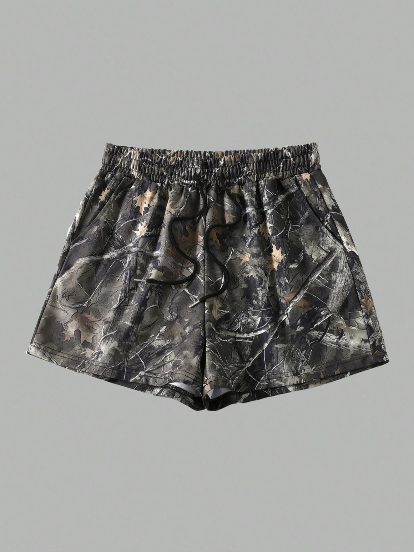 Women's Plain & Camo Print Shorts, Casual Comfy Breathable Elastic Shorts for Summer, Ladies Bottoms for Daily Wear