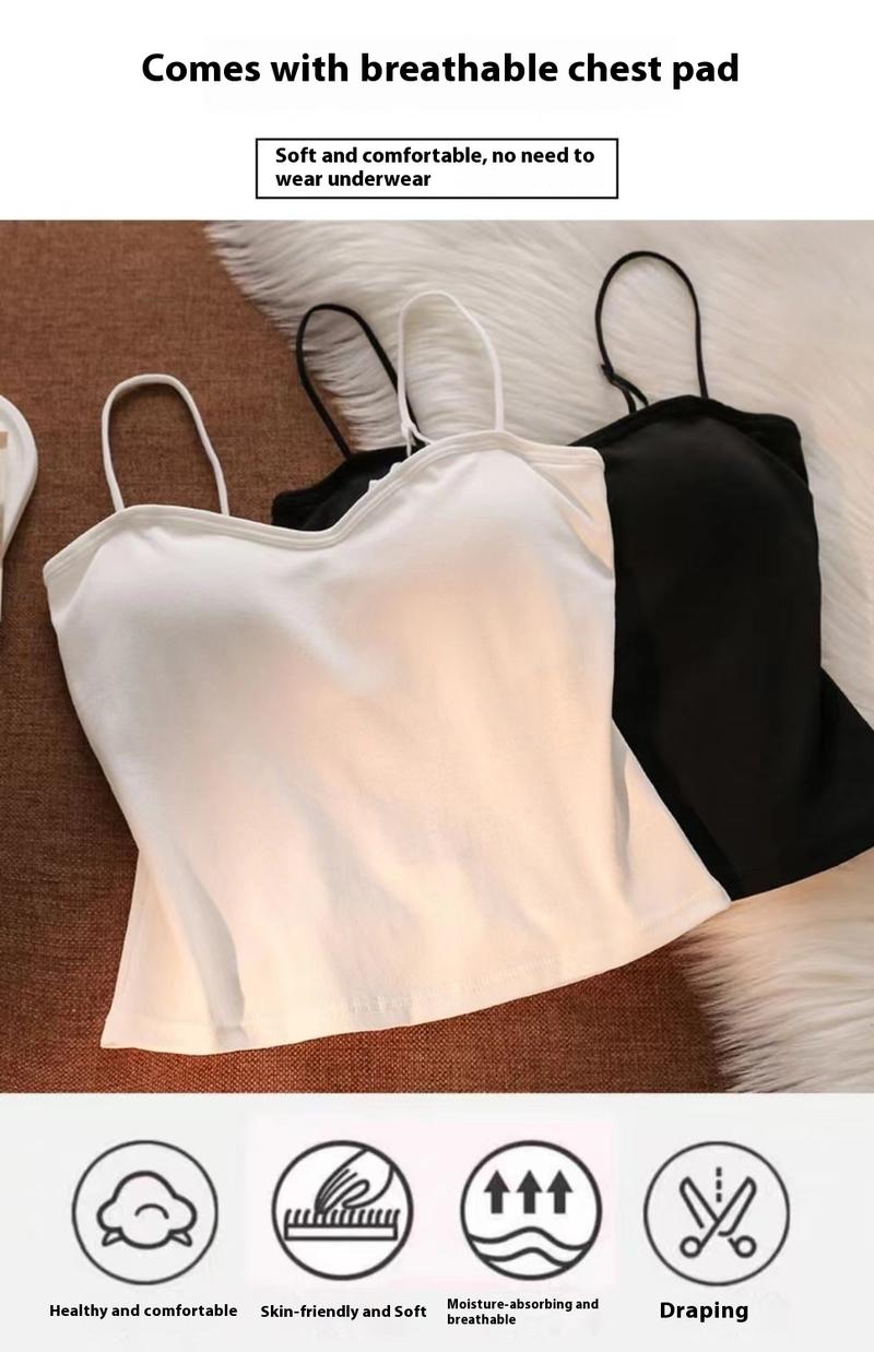 White Camisole Vest for Women Summer Inner Wear with Chest Pad Spider Web Beautiful Back Bra Integrated Sweet Spicy Girl TubeWomenswear Tops Workout Tops Spaghetti Strap Basic Workout Sets Women Sports Bra Casual Minimalist Short Sleeveless