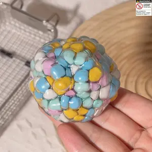 Colorful Squishy Balls, Sensory Fidget Squishies, Granule Filled Stress Ball for Asmr, Clear Sensory Squeeze Toy, Soft Candy-Like Fidget for Anxiety Relief