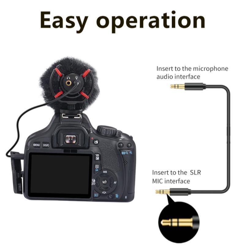 Universal Microphone for Camera, Microphone with Shock Mount for DSLR, iPhone and Android Smartphones, Compatible with Canon EOS, Nikon, and Sony Cameras, Live Streaming Mic, Noise Canceling Mic