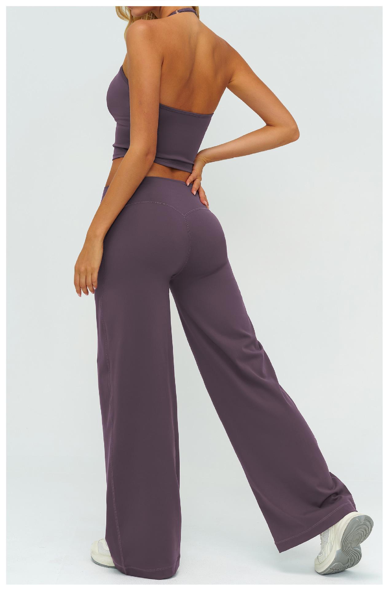 Sporty Two-Piece Set Women's Plain Crop Cami Top & Flare Leg Pants Sports Set 78% Nylon 22% Spandex Comfy Breathable for Yoga Gym Workout Running,Comfortable Workout Wear, Yoga Workout Activewear