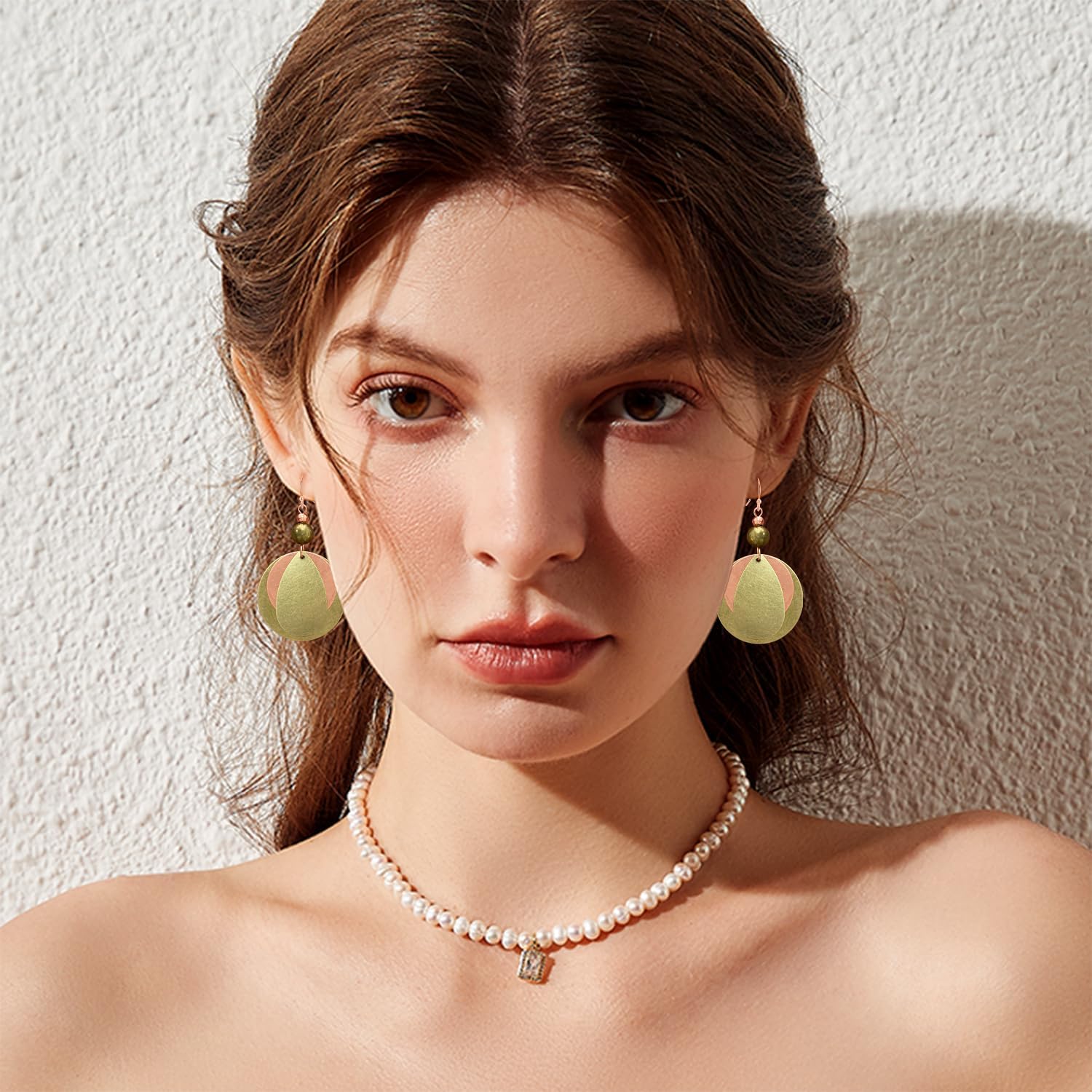 Copper Geometry Three Disc Lightweight Dangle Drop Earrings Retro Bohemian National Style Round Circle  Earrings For Women