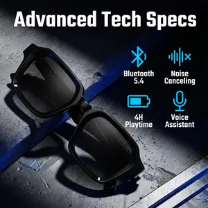 Smart Glasses, Bluetooth 5.4 Hands-Free Audio Sunglasses, Beach Fishing Wearable Gadget Compatible with Android Devices (VA-18)