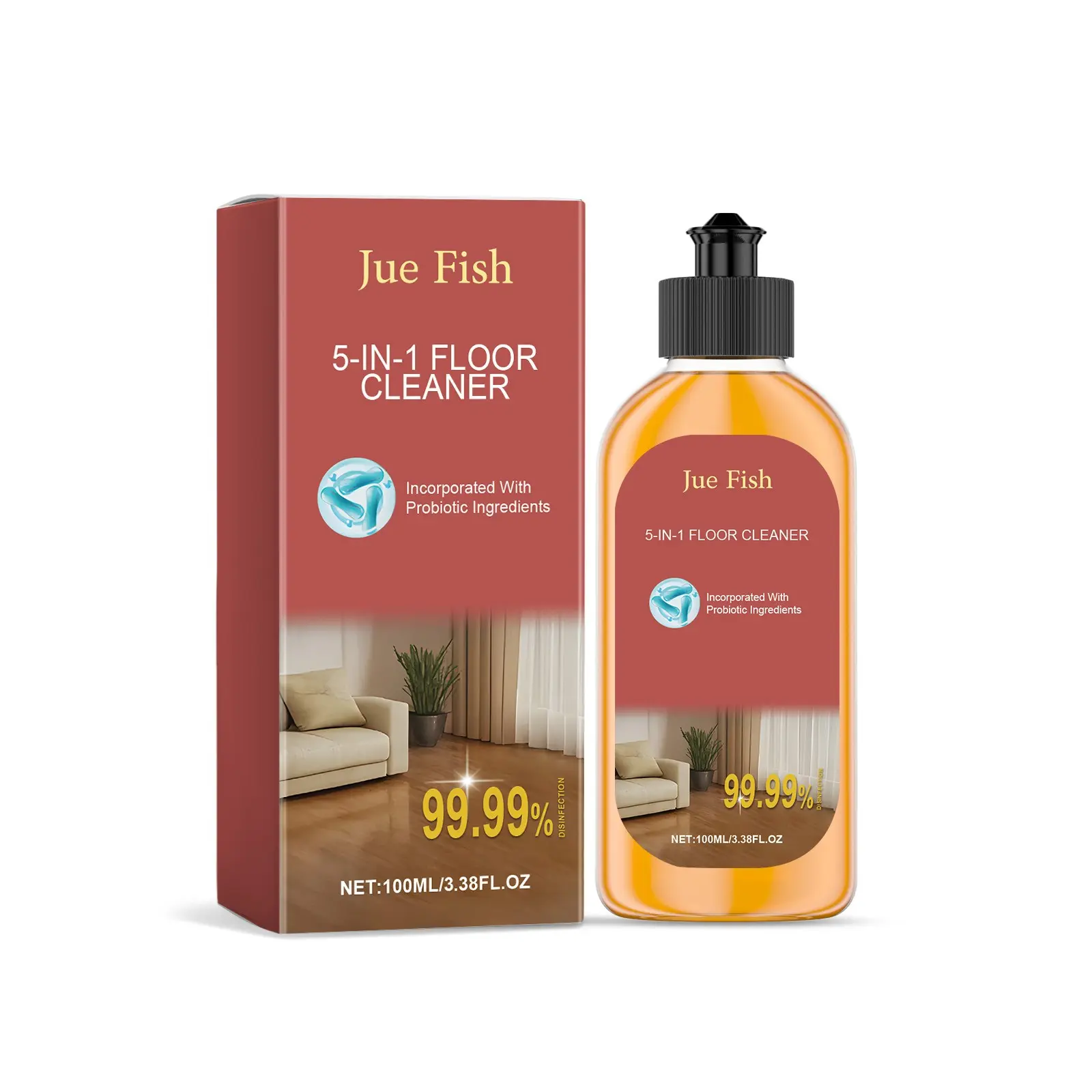 5-in-1 Floor Cleaner Concentrate – No Rinse Multi-Surface Mopping Solution for Hardwood & Tile – Shine & Polish with Fresh Scent Scented Cleaner – Home Cleaning Essential, 1 Pack