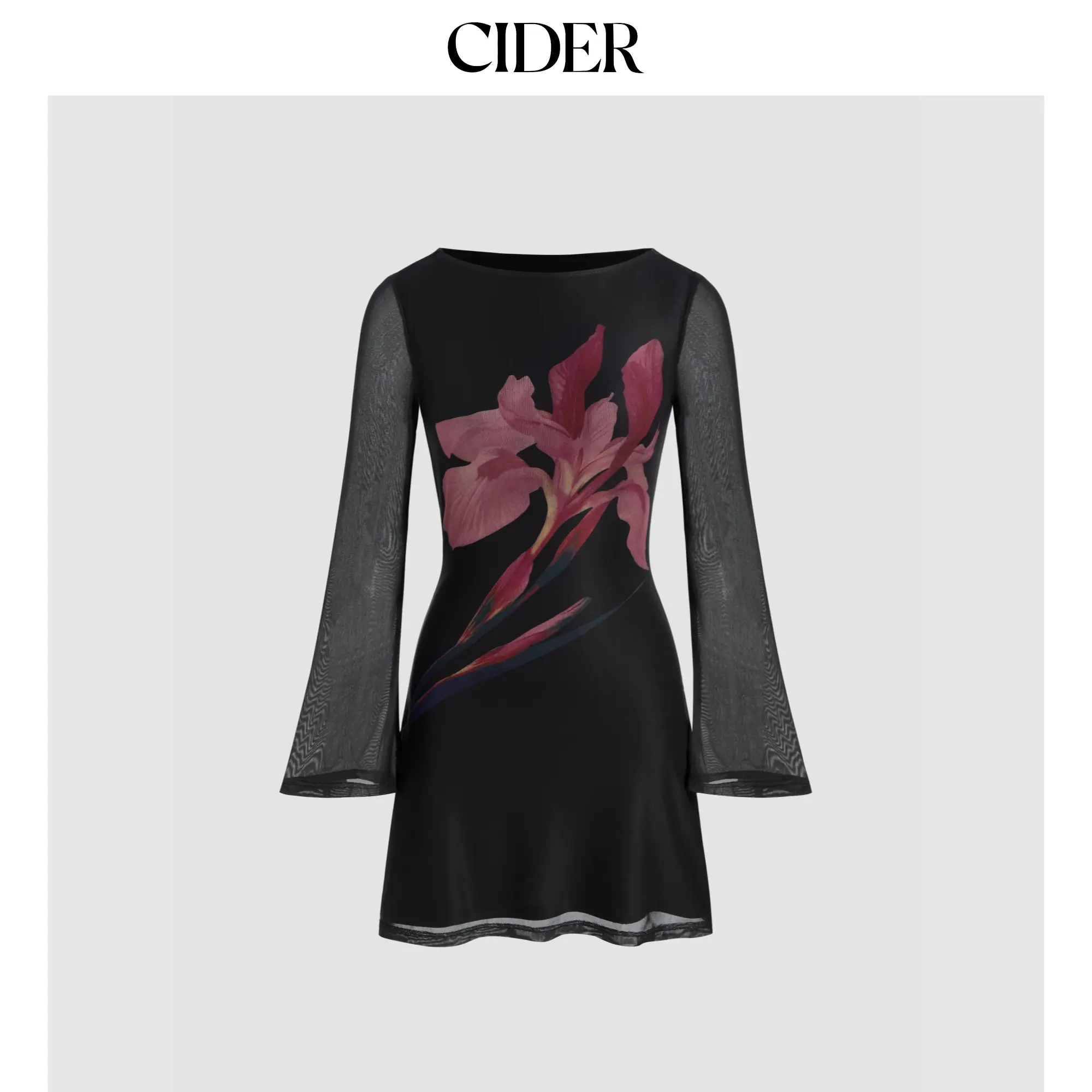 Cider [size 0-10] Mesh Boat Neck Floral Mini Dress SummerFinds