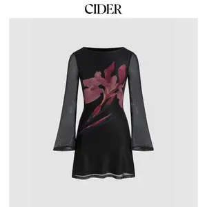 Cider [size 0-10] Mesh Boat Neck Floral Mini Dress Dealsforyou