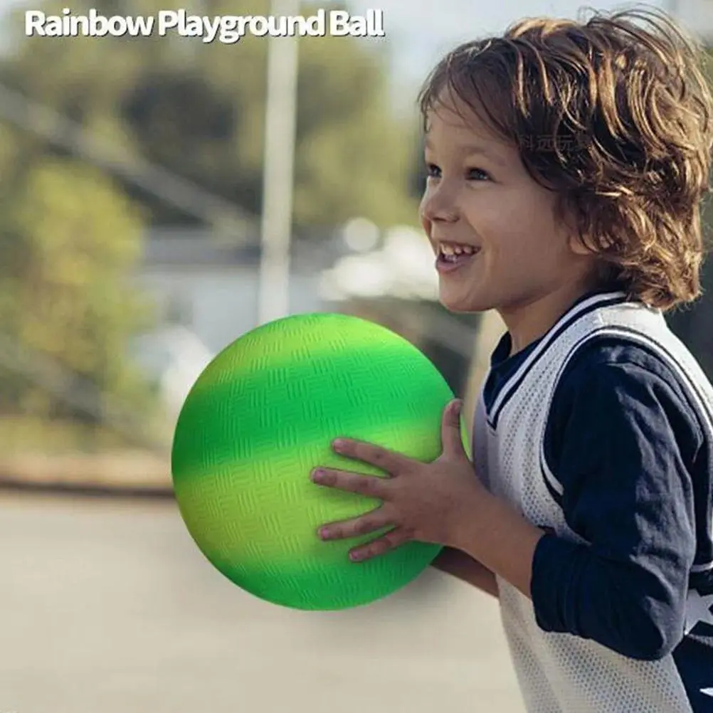1Pcs 8.5 Inch Eco-Friendly PVC Rainbow Ball Bright Color Flapping Kickball for Birthday Celebrations Beach Playground Sports
