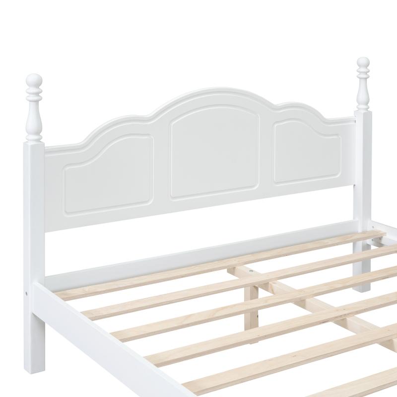 Bellemave Wood Platform Bed Frame Retro Style with Wooden Slat Support Solid Pine MDF & Plywood Construction No Box Spring Required Queen Size Bed Frame