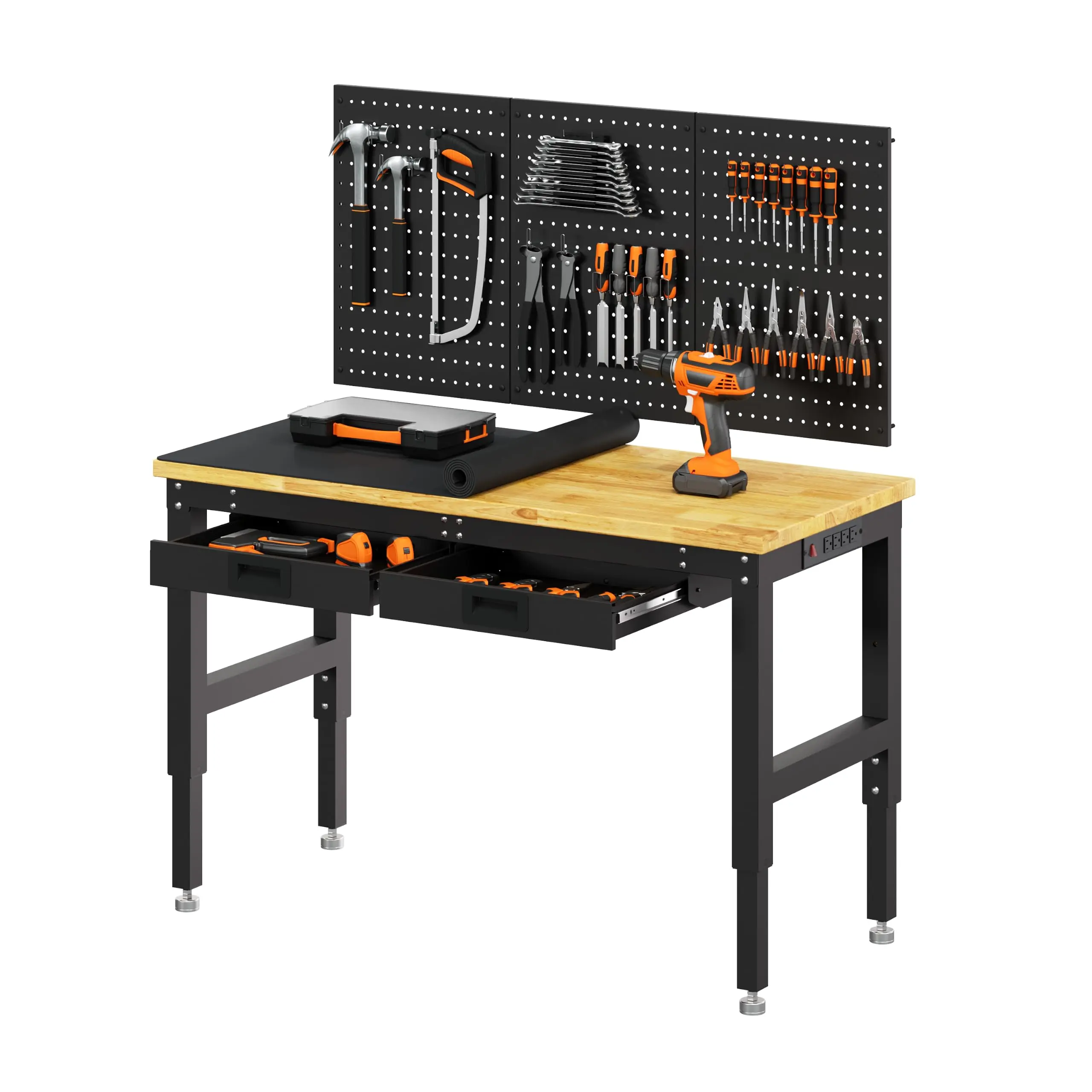48" Adjustable Workbench, 2500 Lbs Capacity Heavy-Duty Work Bench Table