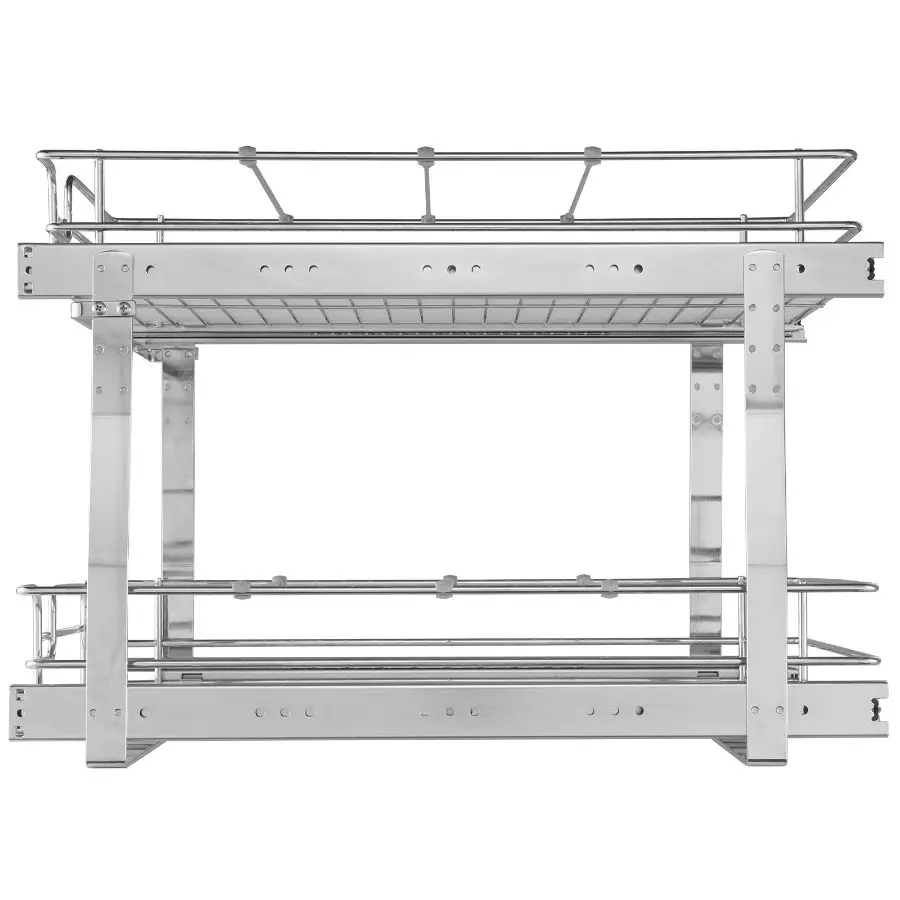 VEVOR 2 Tier 17"Wx21Dx15H Pull Out Cabinet Organizer, Heavy Duty Slide Out Pantry Shelves, Steel Roll Out Drawers, Sliding Drawer Storage for Home, 18.5"Wx22Dx18H Install Size for Cabinet