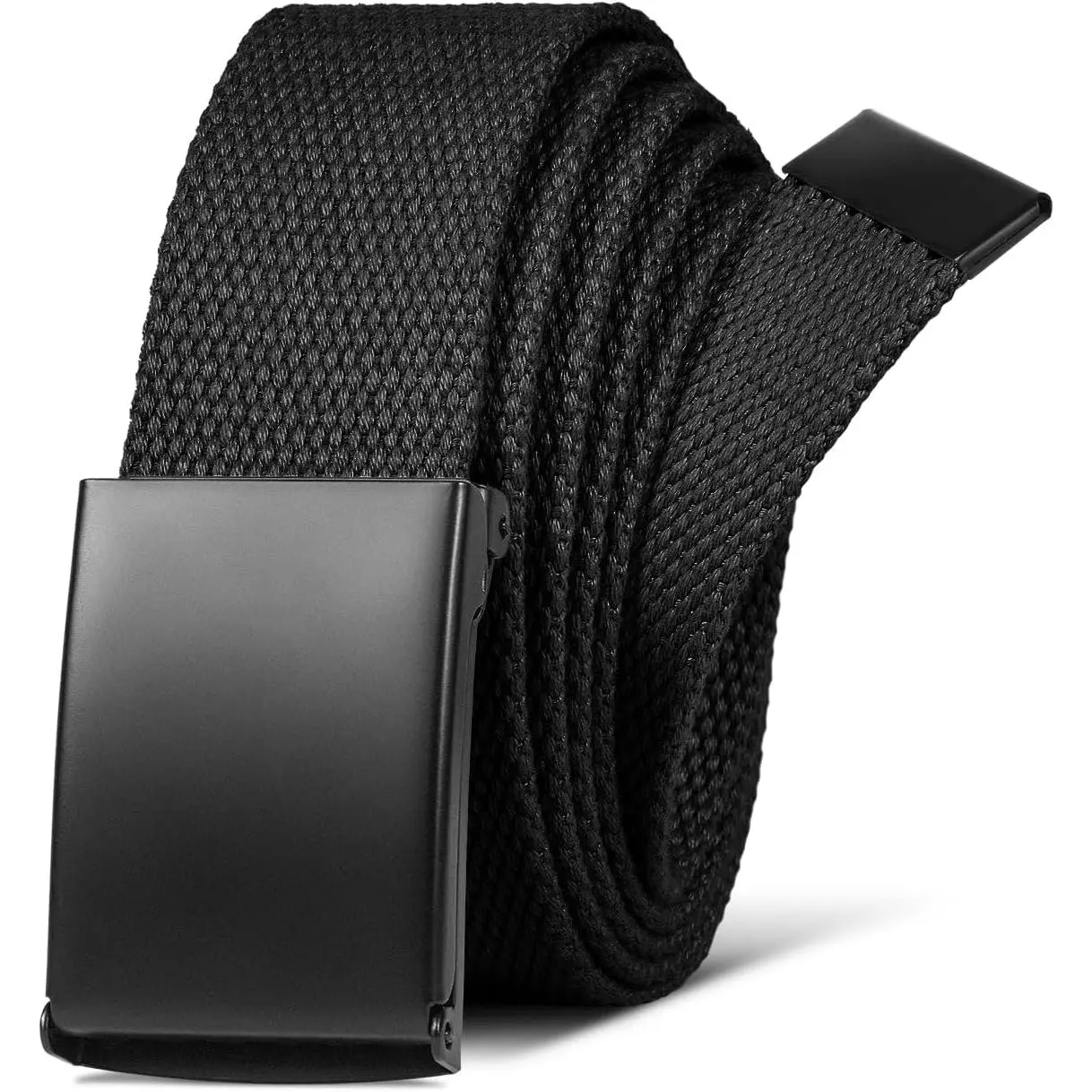 Mens Belt,Work Belts for Men,Holeless Adjustable Golf Casual Dress Fashion Belts for Men,Black Web Canvas Fabric Belt