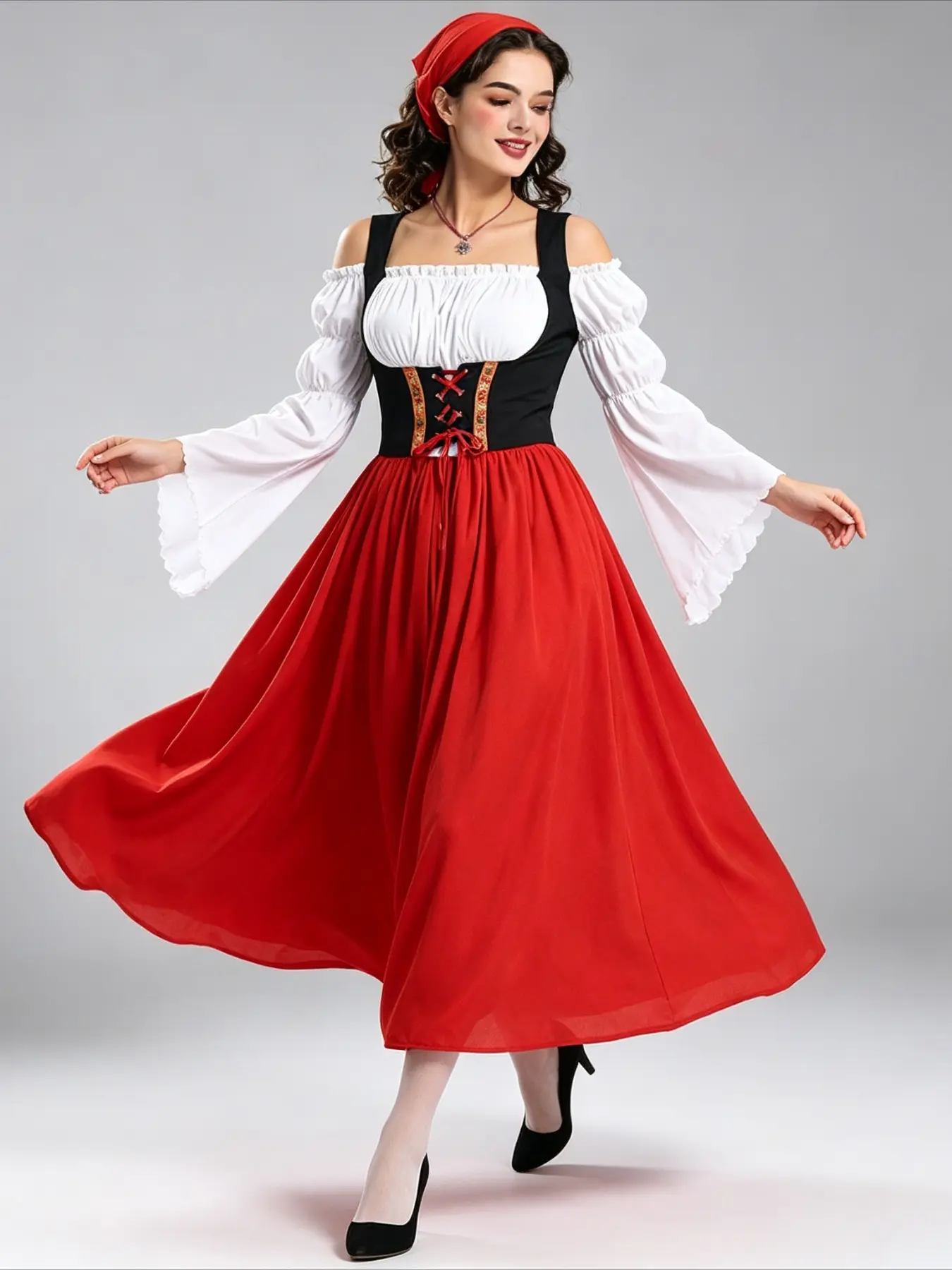 Medieval Retro Maid Long Dress Adult Oktoberfest Party Cosplay Outfit Costumes