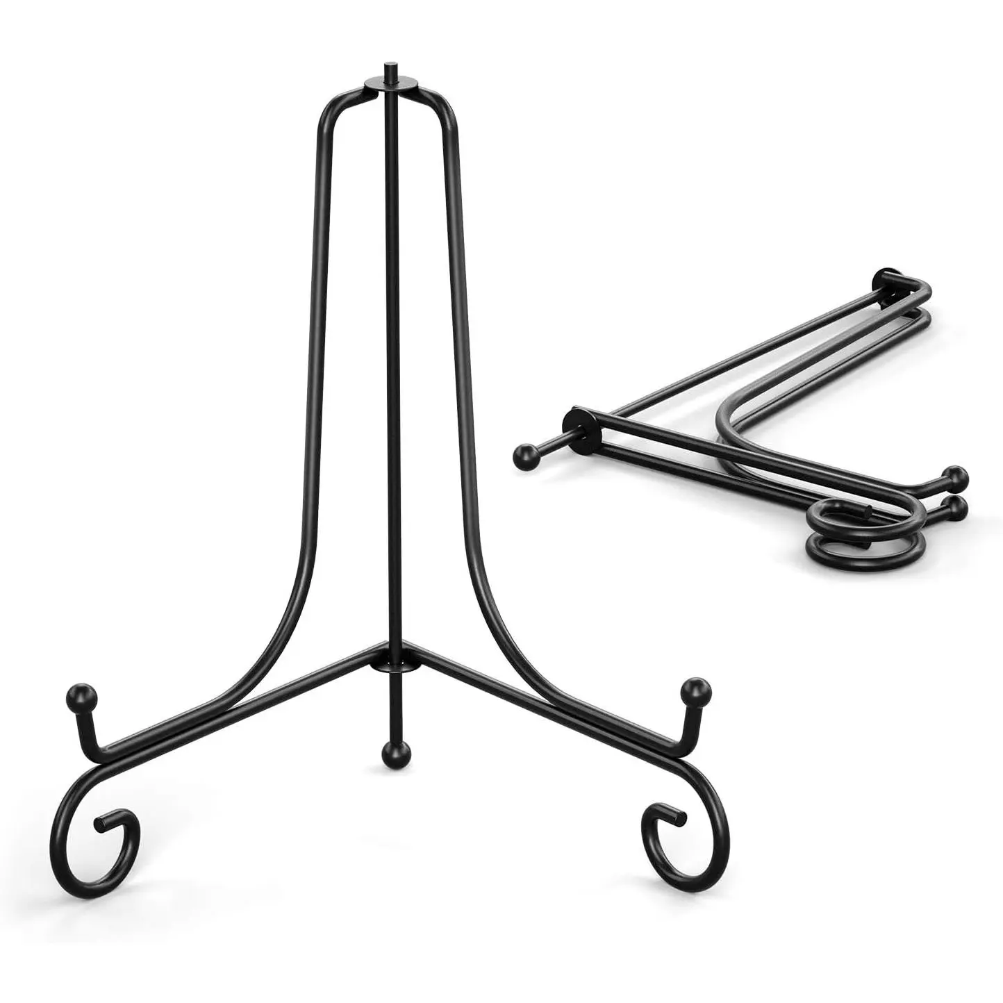 Plate Stands for Display - 4 Inch Plate Holder Display Stand + Metal Easel Stand for Picture Frame, Decorative Plates, Book, Photo, Collectibles (2 Pack)
